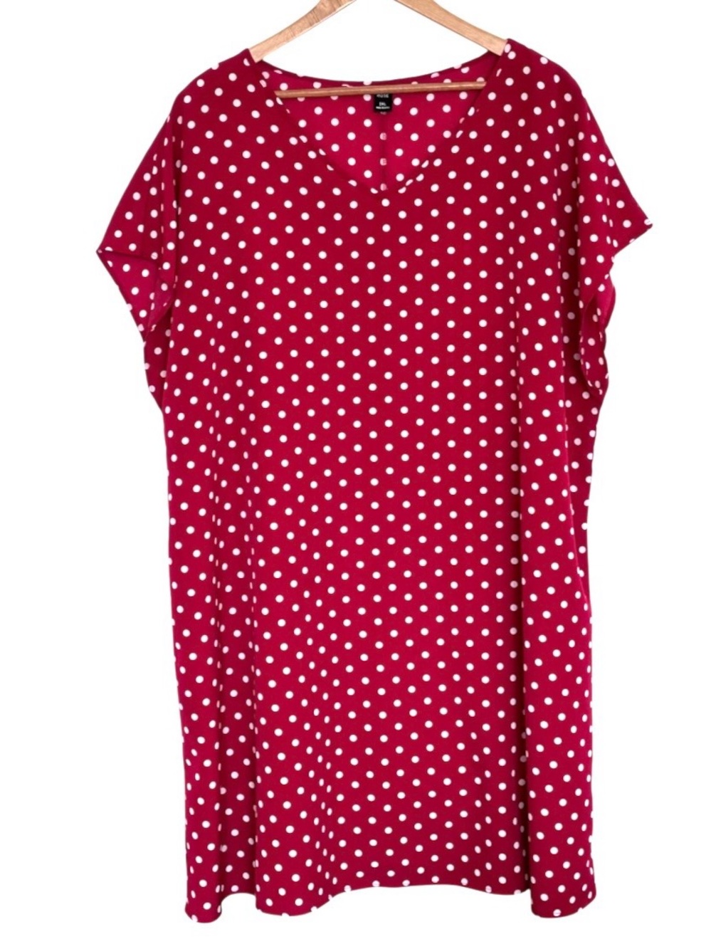 Emery Rose Dress Women’s 2XL Red Polka Dot V Neck Short Sleeve Lightweight